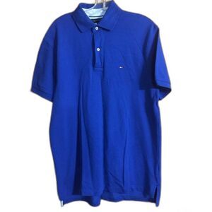 Tommy Hilfiger Polo Pull Over Shirt Men's Med Royal Blue Collared 2 Button Logo